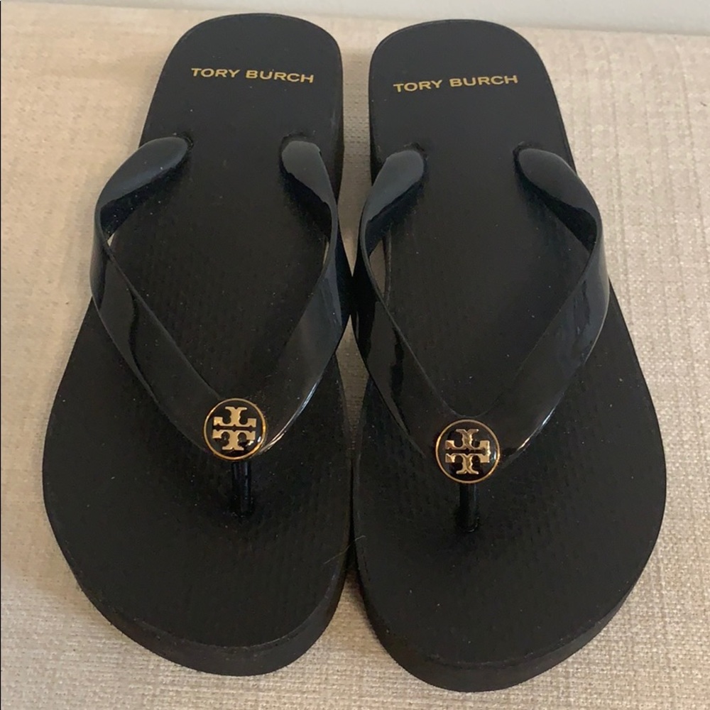 Tory Burch carved wedge flip flop